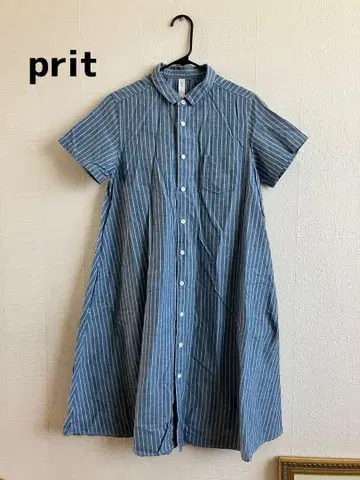 prit 스트라이프 반팔 셔츠 원피스 사이즈 0
