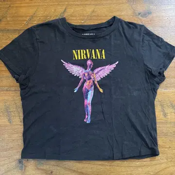 NIRVANA 티셔츠 L 사이즈 블랙 T 숏 기장 US 구제 의류