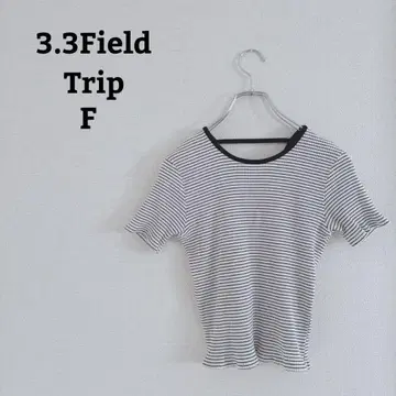 3.3 필드 트립 티셔츠 보더 스트레치 반팔 U넥 F