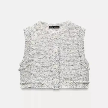 ZARA 자라 텍스처 플레이드 베스트 S 사이즈
