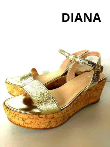 DIANA 웨지솔 샌들 골드 통굽 메탈릭