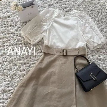 [미품] ANAYI 린넨 및 면 소재 플레어 스커트 38 사이즈