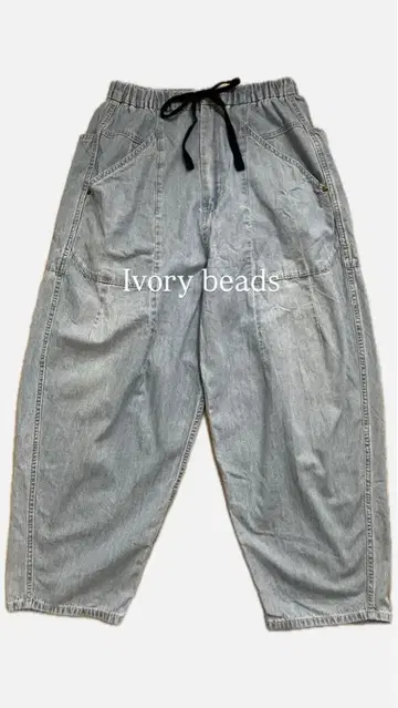 Ivory beads 데님 블루 얇은 소재 포켓 여름용 가벼운