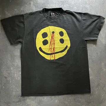 Smiley Face - 빈티지 가공 티셔츠 (L)