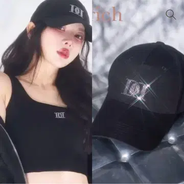 다리치 신상품 크리스탈 로고 캡 블랙 모자