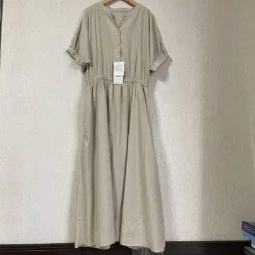 베이지 반팔 셔츠 원피스 M 사이즈