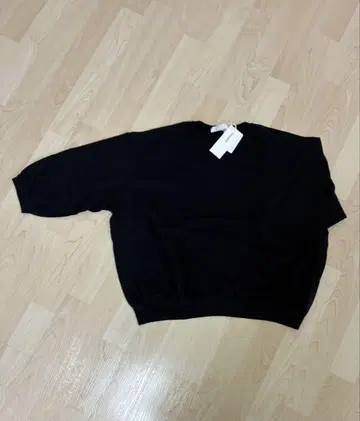 homspun30/1 천축 6부 소매 V넥 풀오버 블랙