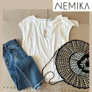 NEMIKA 어깨 리본 반팔 티셔츠 1 일본제