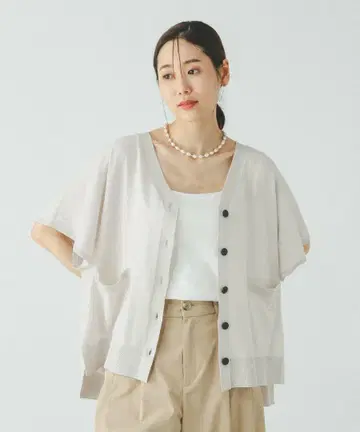 GLOBAL WORK 스쿠레이 사라사라 가디건 반팔
