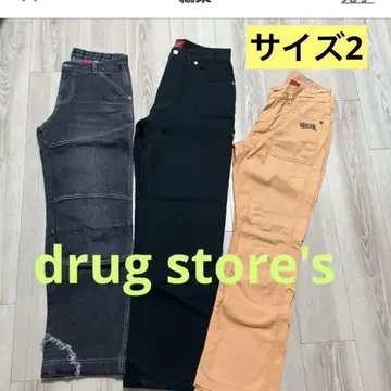 저렴한 3세트 drug store's 데님 카고 팬츠 세트 사이즈 2