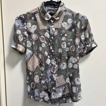 PaulSmith 폴스미스 블랙 반팔 셔츠 그린 올 패턴 40