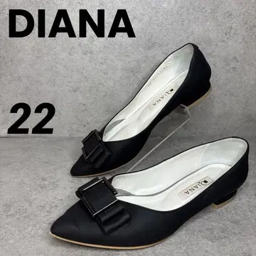 컨디션 최상! DIANA 다이애나 페미닌 플랫 펌프스 리본 블랙 22