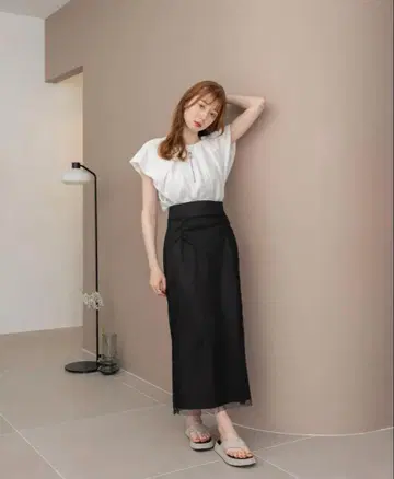 hinari 튤 레이어드 스커트 차콜 그레이