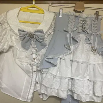 lizlisa 리즈리사 사다리 레이스 리본 블라우스 프론트 카슈쿨 스커트