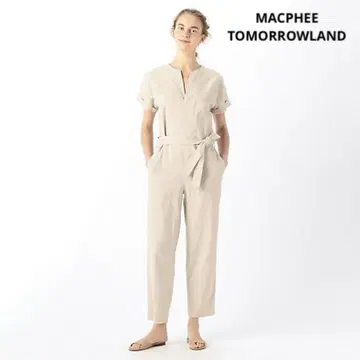 MACPHEE 린넨 레이온 스트레치 벨트 점프 수트 사이즈 36