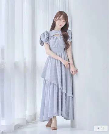 로제뮤즈 자카드 체크 드레스 그레이