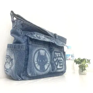 발염 데님 백 [길고양이] 숄더백 지퍼 포함