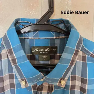 Eddie Bauer 체크 셔츠 버튼 다운 블루