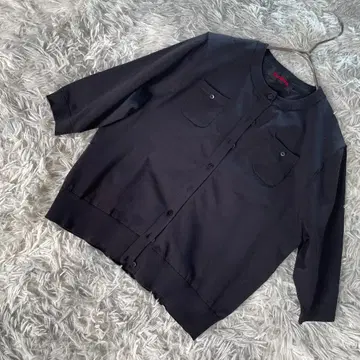 CABaN 파인 폴리에스테르 하프 슬리브 포켓 가디건 블랙 S