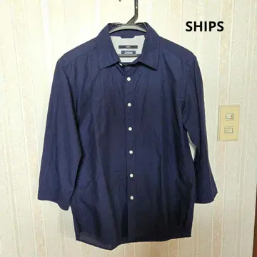 SHIPS 셔츠 7부 소매 린넨 네이비