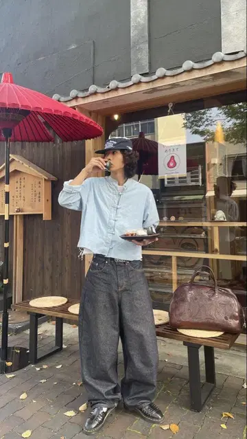 스카이블루 캐주얼 긴팔 셔츠