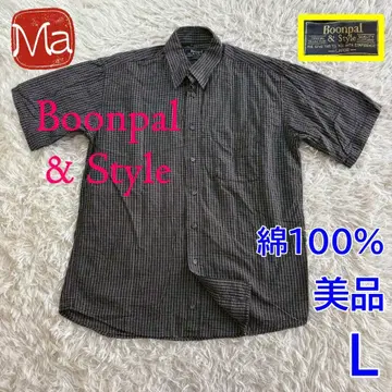 Boonpal & Style 부온팔 면 체크 무늬 반팔 셔츠 L 새상품급
