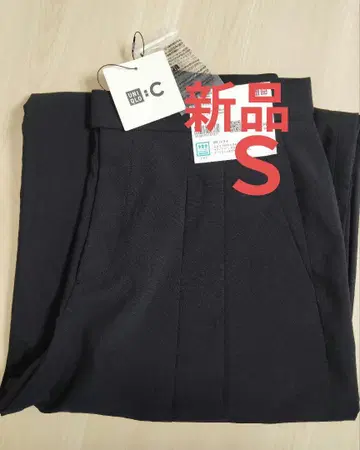 새상품 유니클로 C 유니클로 시 감동 턱 와이드 팬츠 블랙 검정 S