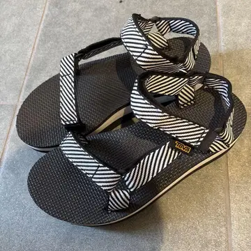Teva 블랙/화이트 25cm 통굽 샌들 Flatform 테바