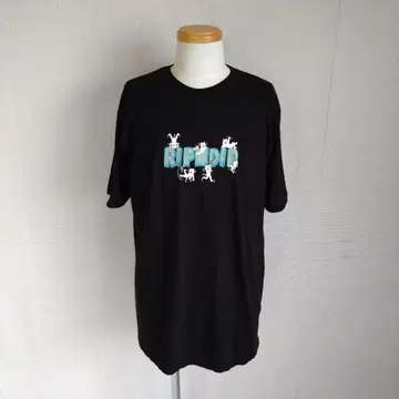 RIPN DIP 립픈딥 반팔 티셔츠 고양이 블랙 사이즈 L