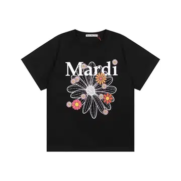 Mardi Mercredi 플라워 프린트 티셔츠 반팔 블랙