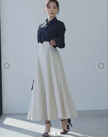 아누아누스 anuans 린넨 서큘러 스커트 S 베이지