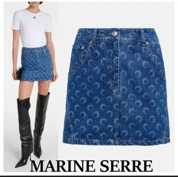 공식 사이트는 매진! MARINE SERRE 문 프린트 데님 미니 스커트