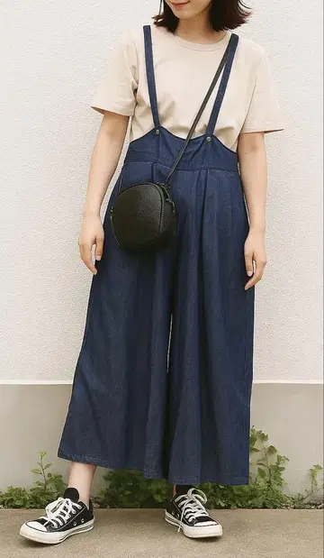 서울베리 어깨끈 포함 데님 와이드 팬츠 M 허리밴딩