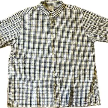 90s L.L.Bean 체크 무늬 깅엄 체크 L 포켓 부착 구제 의류