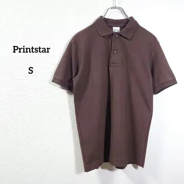 프린트스타 피케 셔츠 반팔 브라운 브라운 S 탄탄한 원단