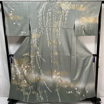 C25 순수 실크 겹 호몬기 금박 기모노