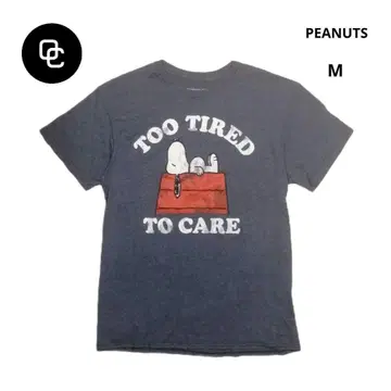 PEANUTS 스누피 TOO TIRED TO CARE 티셔츠 파랑 M