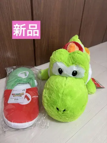[새상품] 슈퍼 마리오 요시 봉제 인형 마리오 슬리퍼 세트