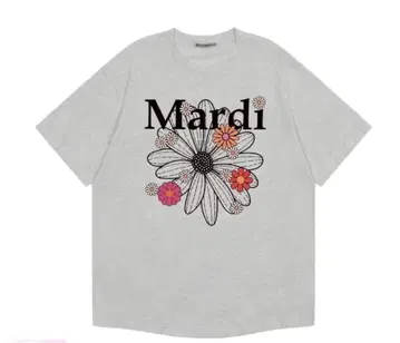 Mardi Mercredi 그레이 꽃무늬 반팔 티셔츠