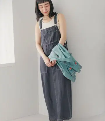 니코앤드 FINE 린넨 스티치 점퍼 스커트 블랙 L 사이즈