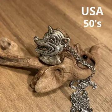 USA 빈티지 50년대 참 목걸이 늑대 늑대 몬스터