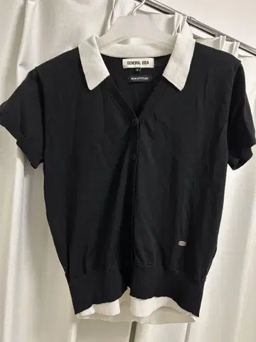 GENERAL IDEA 반팔 가디건 블랙/화이트