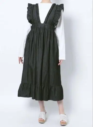 메리제니 데님 프릴 레이어드 원피스 오버롤 스커트