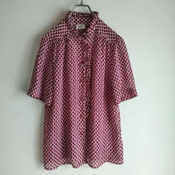 꽃무늬 쉬폰 블라우스 프릴 빈티지 빈티지 디자인 블라우스