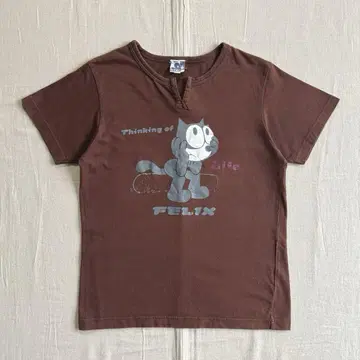 00s FELIX 메시지 로고 캐릭터 프린트 피치 T Y2K 그런지