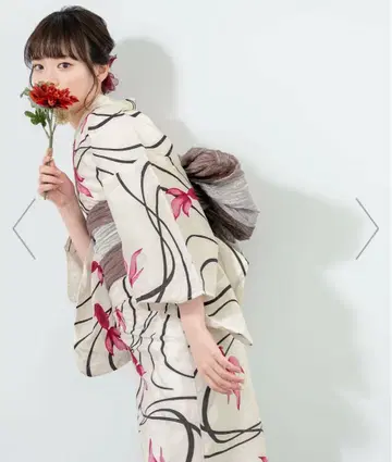 유카타 금붕어 빨간색 블랙 헤이코 오비 일본 나막신 세트