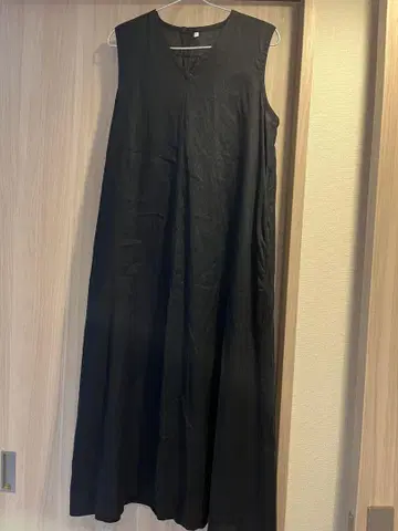 무인양품 린넨 롱 원피스 블랙 L