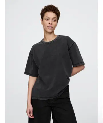 GAP 헤비 웨이트 크롭 티셔츠 쇼트 블랙