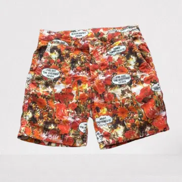 HYSTERIC GLAMOUR 꽃무늬 고양이 프린트 스트레치 숏팬츠