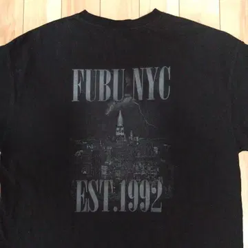 90s FUBU 후부 뉴욕 반팔 티셔츠 L 블랙 B 계열 스트릿